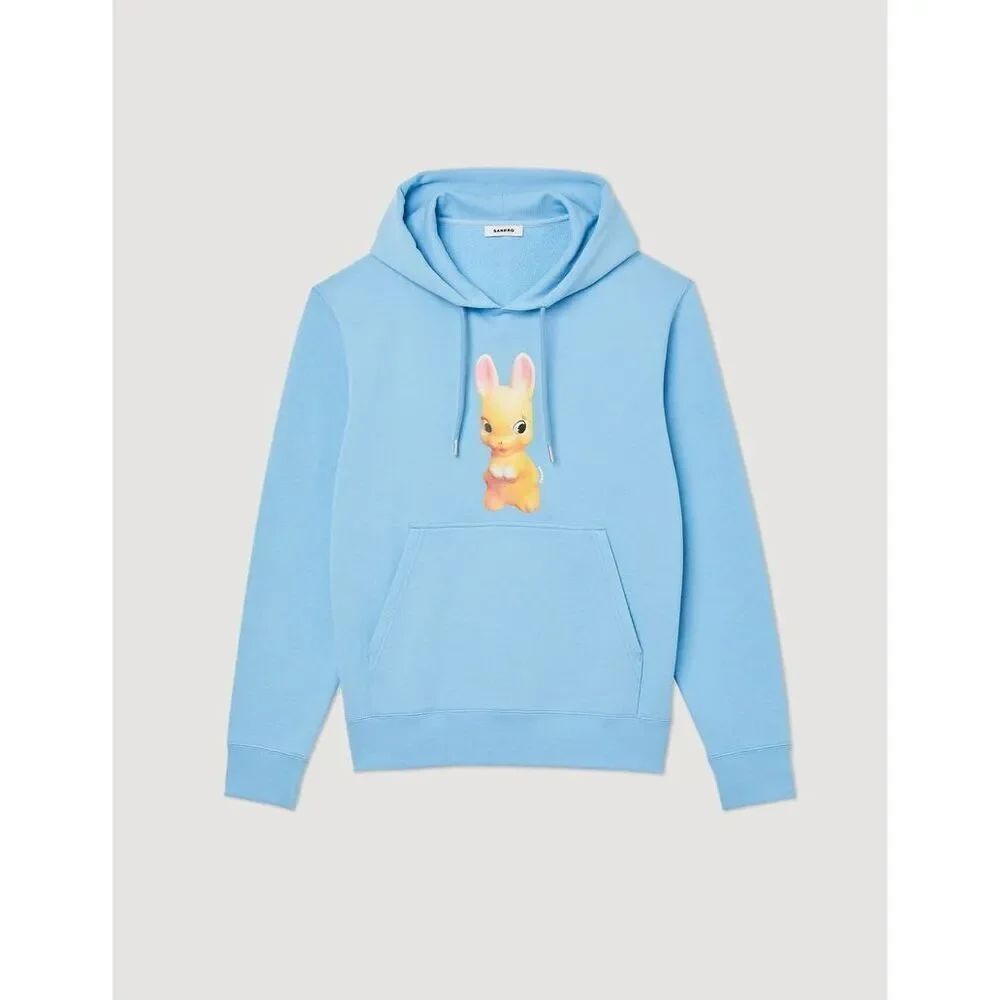 Sandro Rabbit Bunny Print Hoodie NEW NWT